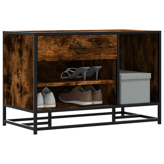 Πάγκος παπουτσιών vidaXL Καπνιστή βελανιδιά 80x40x53,5 cm