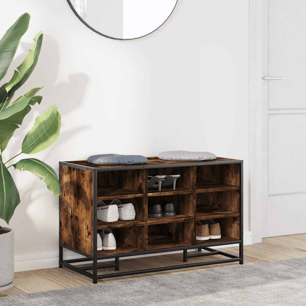 Πάγκος παπουτσιών vidaXL Καπνιστή βελανιδιά 84x40x53,5 cm