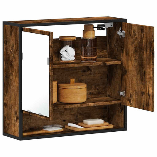 vidaXL ντουλάπι καθρέφτη μπάνιου καπνιστή δρυς 65x20x60 cm