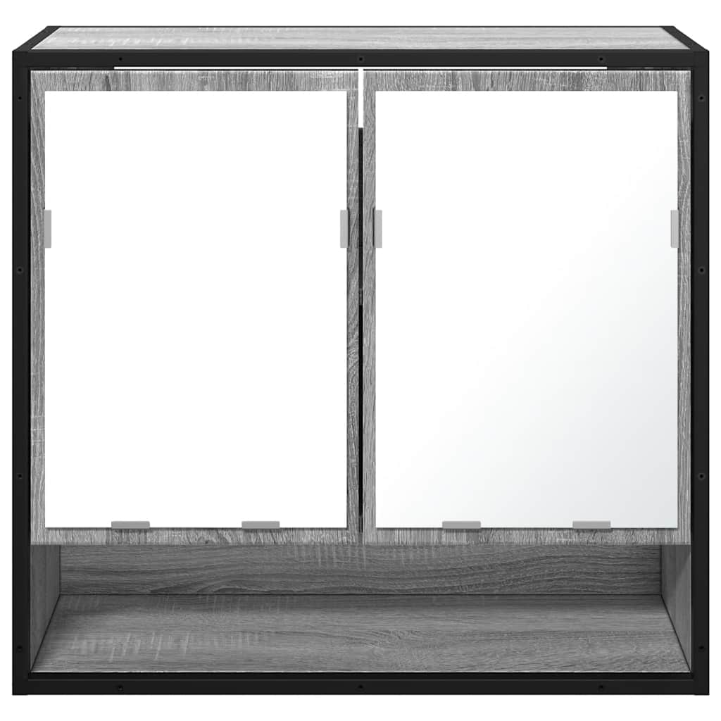 vidaXL Ντουλάπι καθρέφτη μπάνιου Γκρι Sonoma 65x20x60 cm