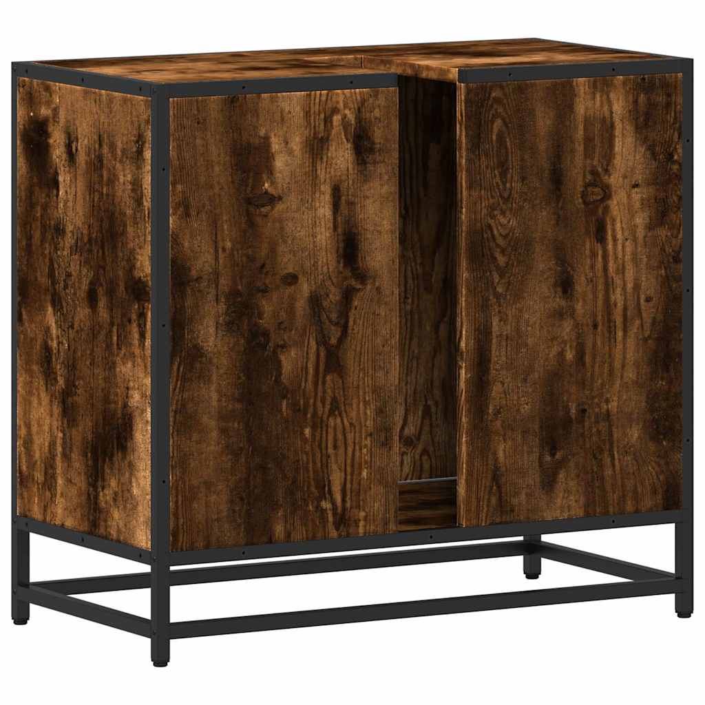 vidaXL ντουλάπι νιπτήρα μπάνιου καπνιστή δρυς 65x33x60 cm