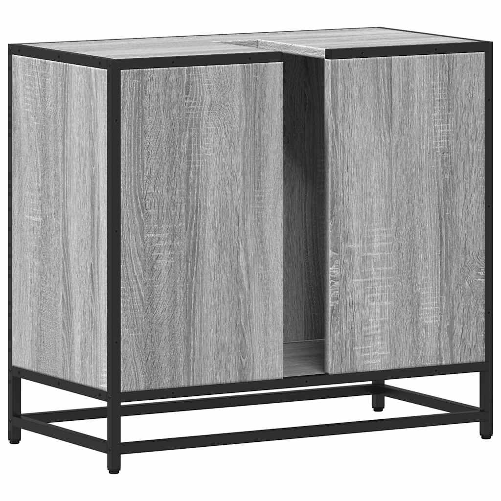 vidaXL Ντουλάπι νιπτήρα μπάνιου γκρι Sonoma 65x33x60 cm