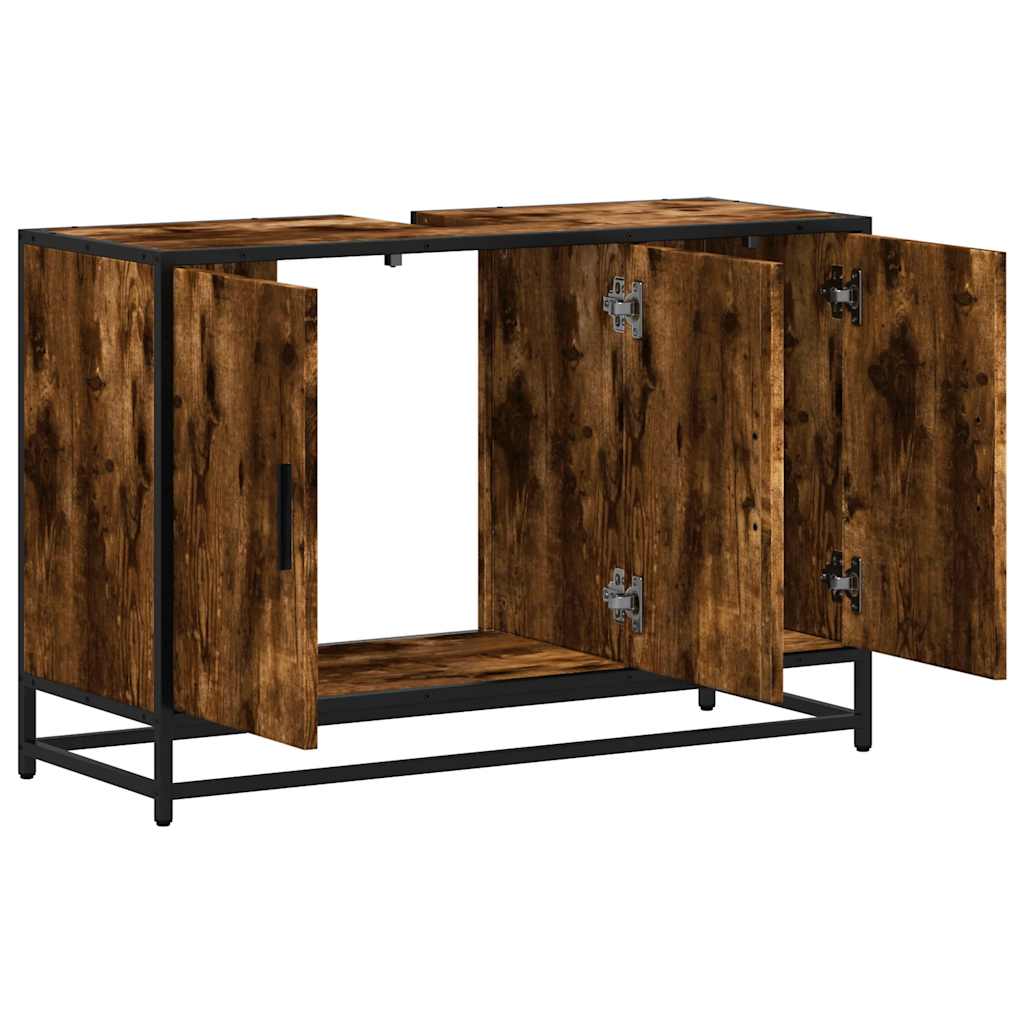 vidaXL ντουλάπι νιπτήρα μπάνιου καπνιστή δρυς 90x33x60 cm