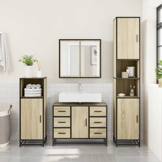 vidaXL Ντουλάπι Μπάνιου Νιπτήρα Sonoma Δρυς 80 x 33 x 60εκ. Επεξ. Ξύλο