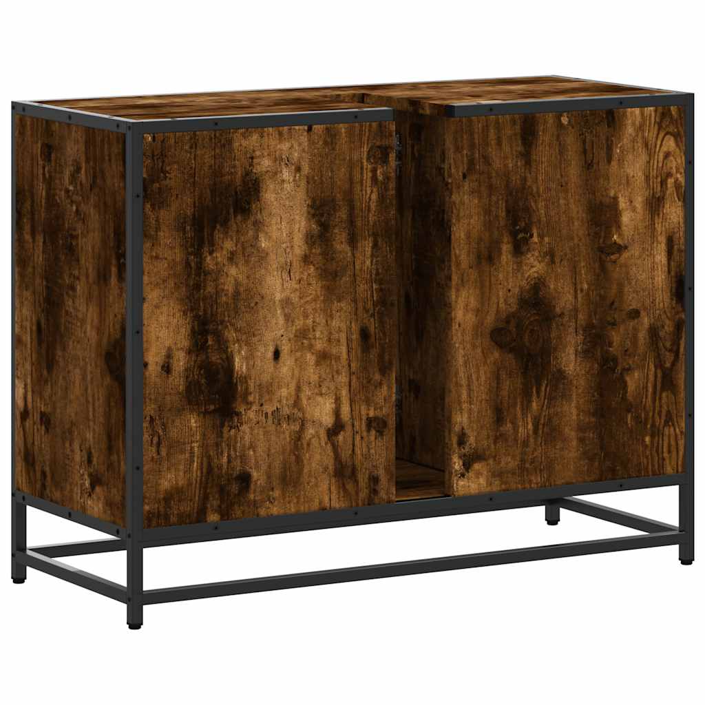 vidaXL Ντουλάπι Μπάνιου Νιπτήρα Καπνιστή Δρυς 80x33x60 εκ. Επεξ. Ξύλο