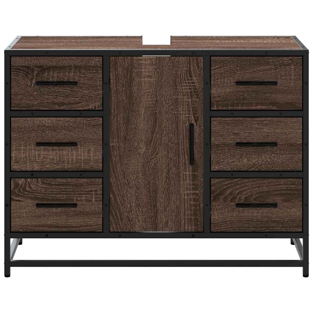 vidaXL Ντουλάπι Μπάνιου Νιπτήρα Καφέ Δρυς 80 x 33 x 60 εκ. Επεξ. Ξύλο