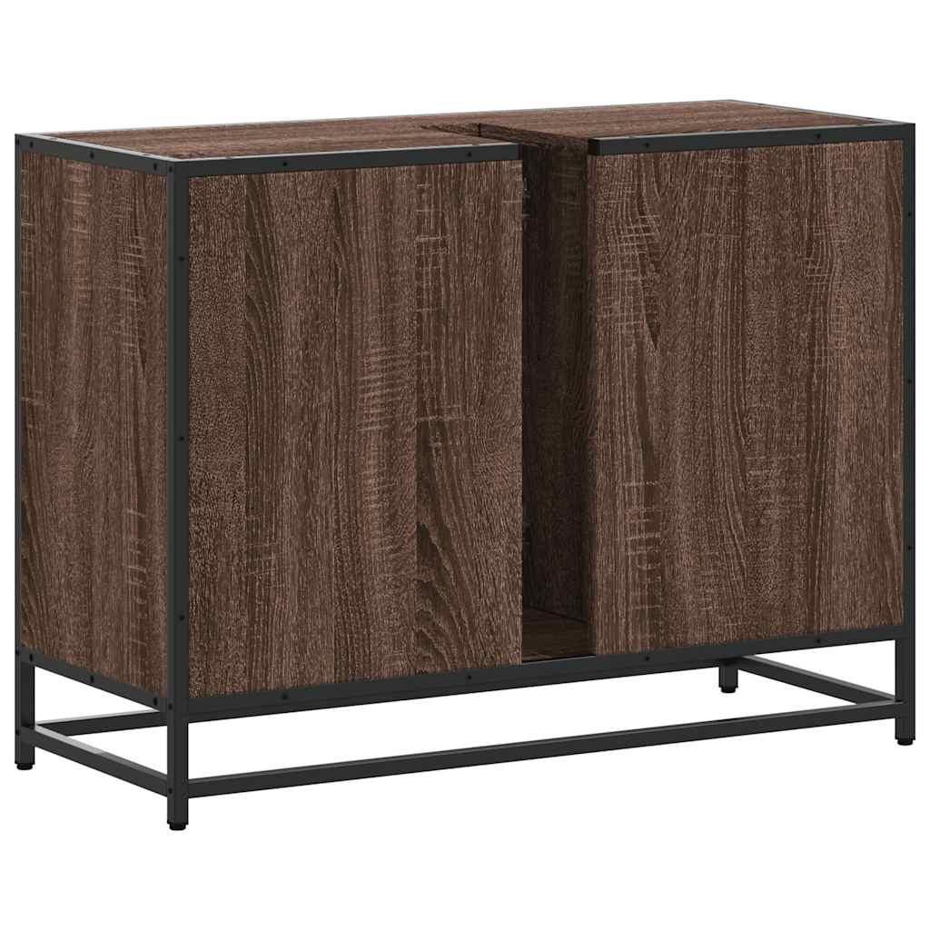 vidaXL Ντουλάπι Μπάνιου Νιπτήρα Καφέ Δρυς 80 x 33 x 60 εκ. Επεξ. Ξύλο