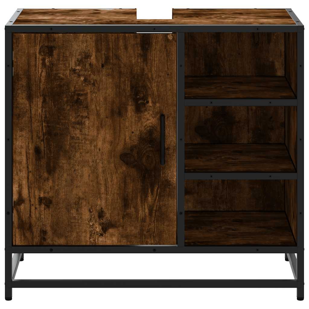 vidaXL ντουλάπι νιπτήρα μπάνιου καπνιστή δρυς 65x33x60 cm