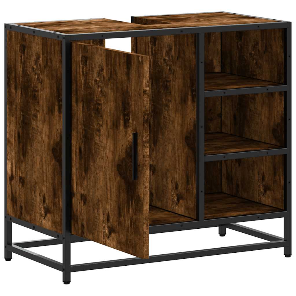 vidaXL ντουλάπι νιπτήρα μπάνιου καπνιστή δρυς 65x33x60 cm