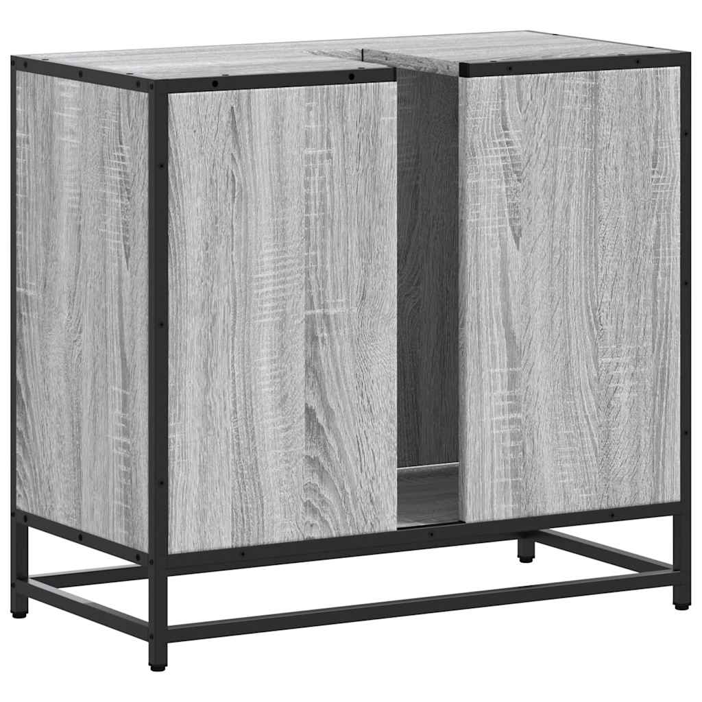 vidaXL Ντουλάπι νιπτήρα μπάνιου γκρι Sonoma 65x33x60 cm