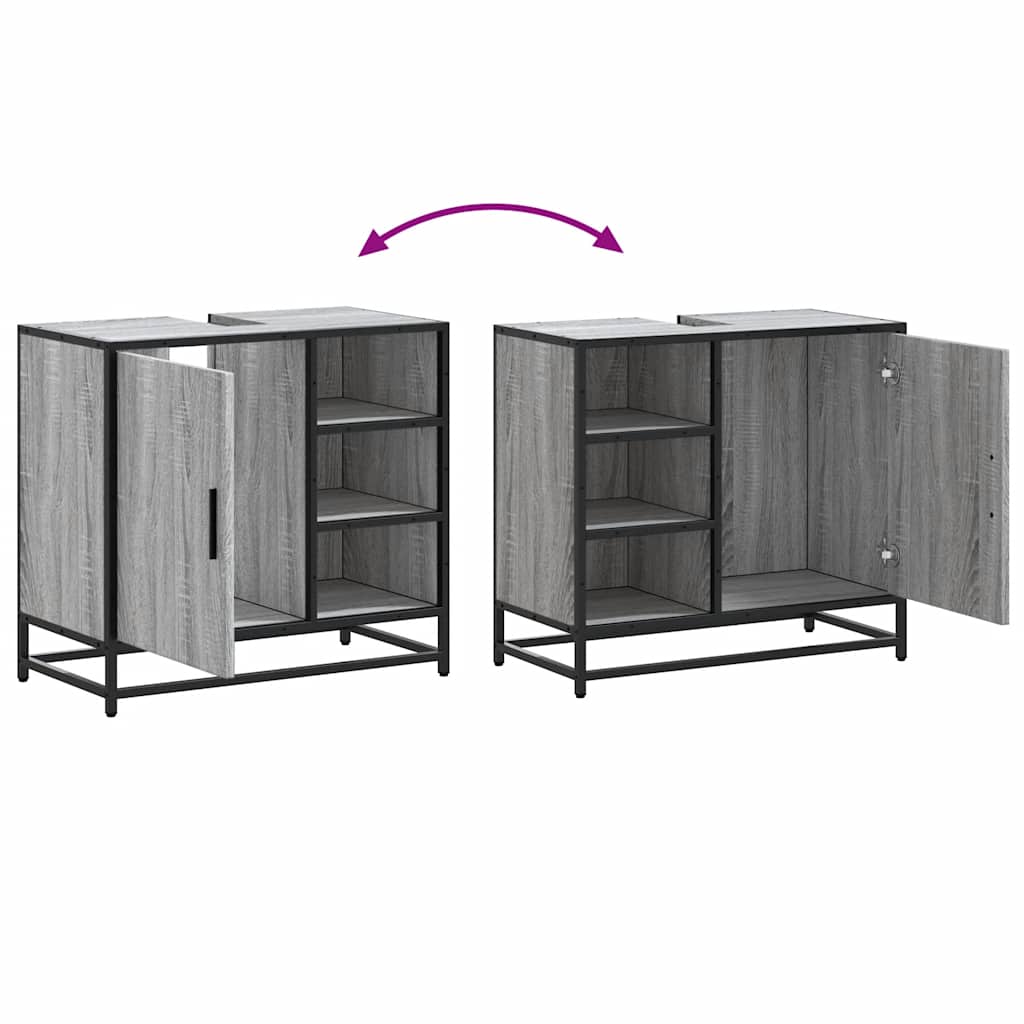 vidaXL Ντουλάπι νιπτήρα μπάνιου γκρι Sonoma 65x33x60 cm