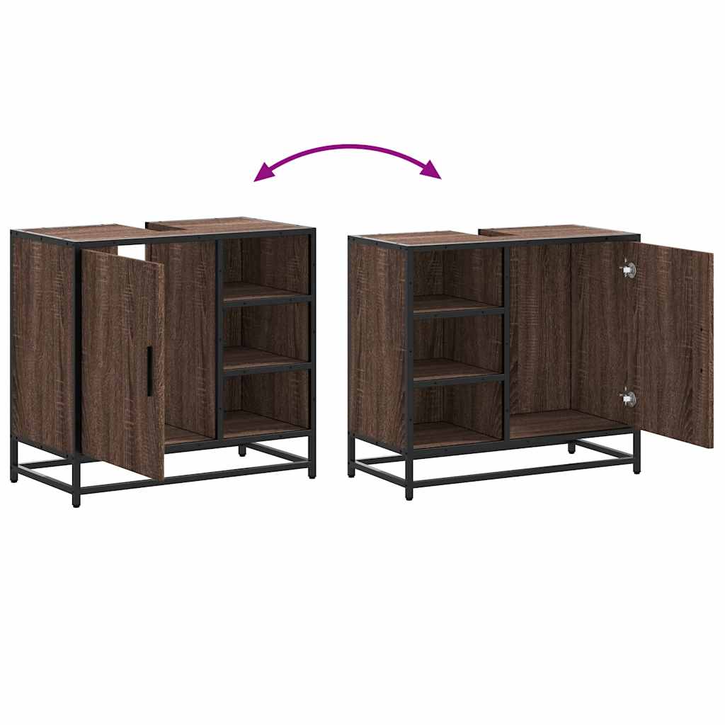 vidaXL ντουλάπι νιπτήρα μπάνιου καφέ δρυς 65x33x60 cm