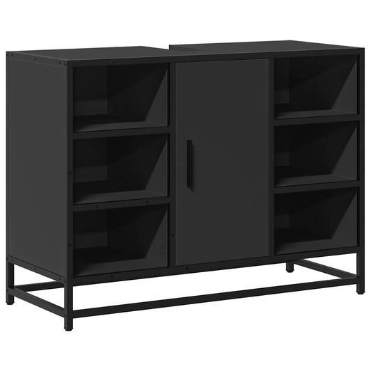 vidaXL Ντουλάπι Μπάνιου Νιπτήρα Μαύρο 80 x 33 x 60 εκ. Επεξ. Ξύλο