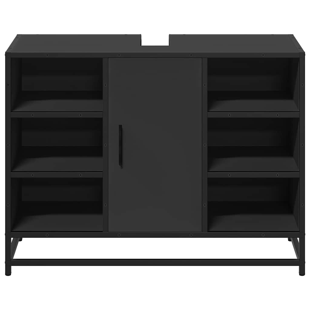 vidaXL Ντουλάπι Μπάνιου Νιπτήρα Μαύρο 80 x 33 x 60 εκ. Επεξ. Ξύλο
