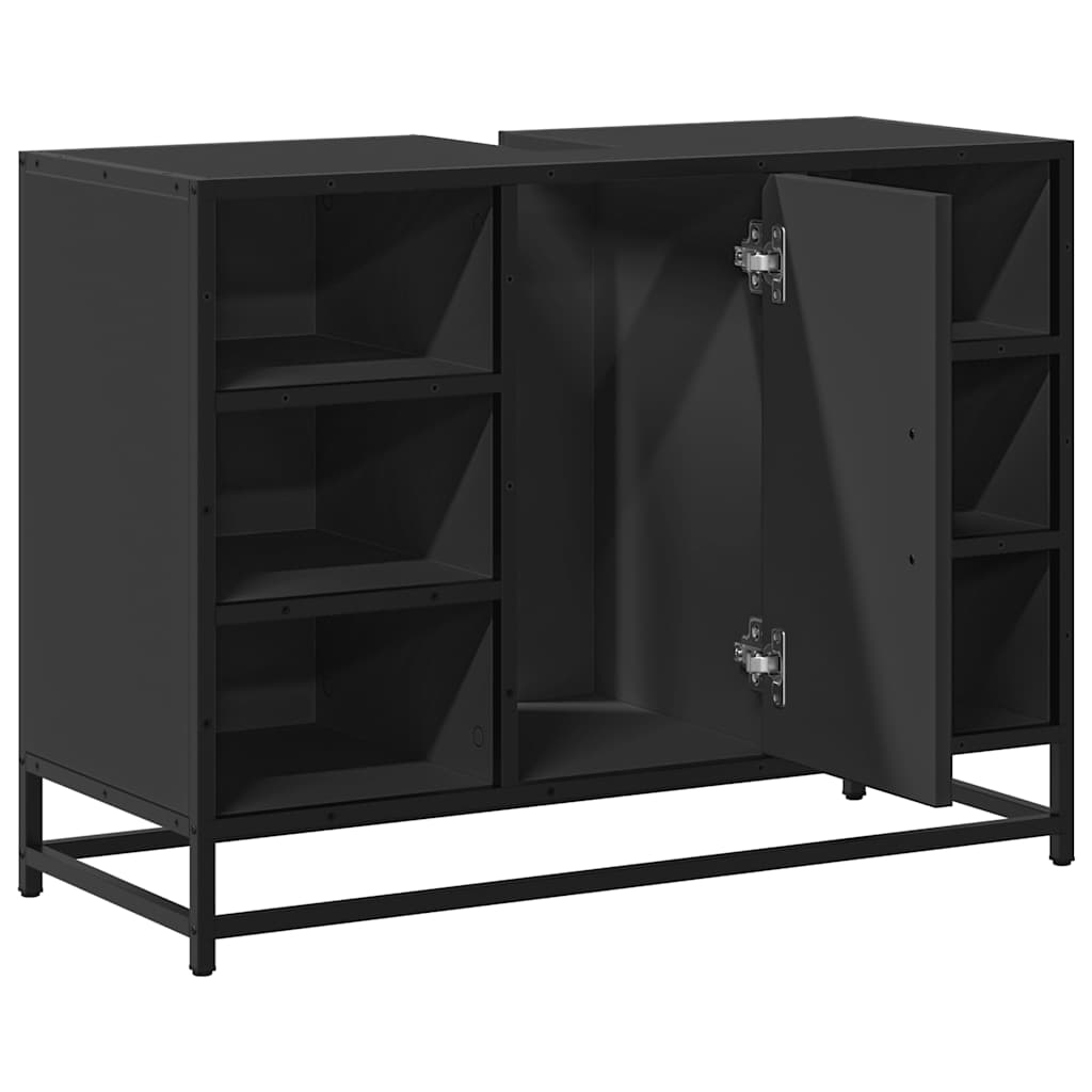 vidaXL Ντουλάπι Μπάνιου Νιπτήρα Μαύρο 80 x 33 x 60 εκ. Επεξ. Ξύλο