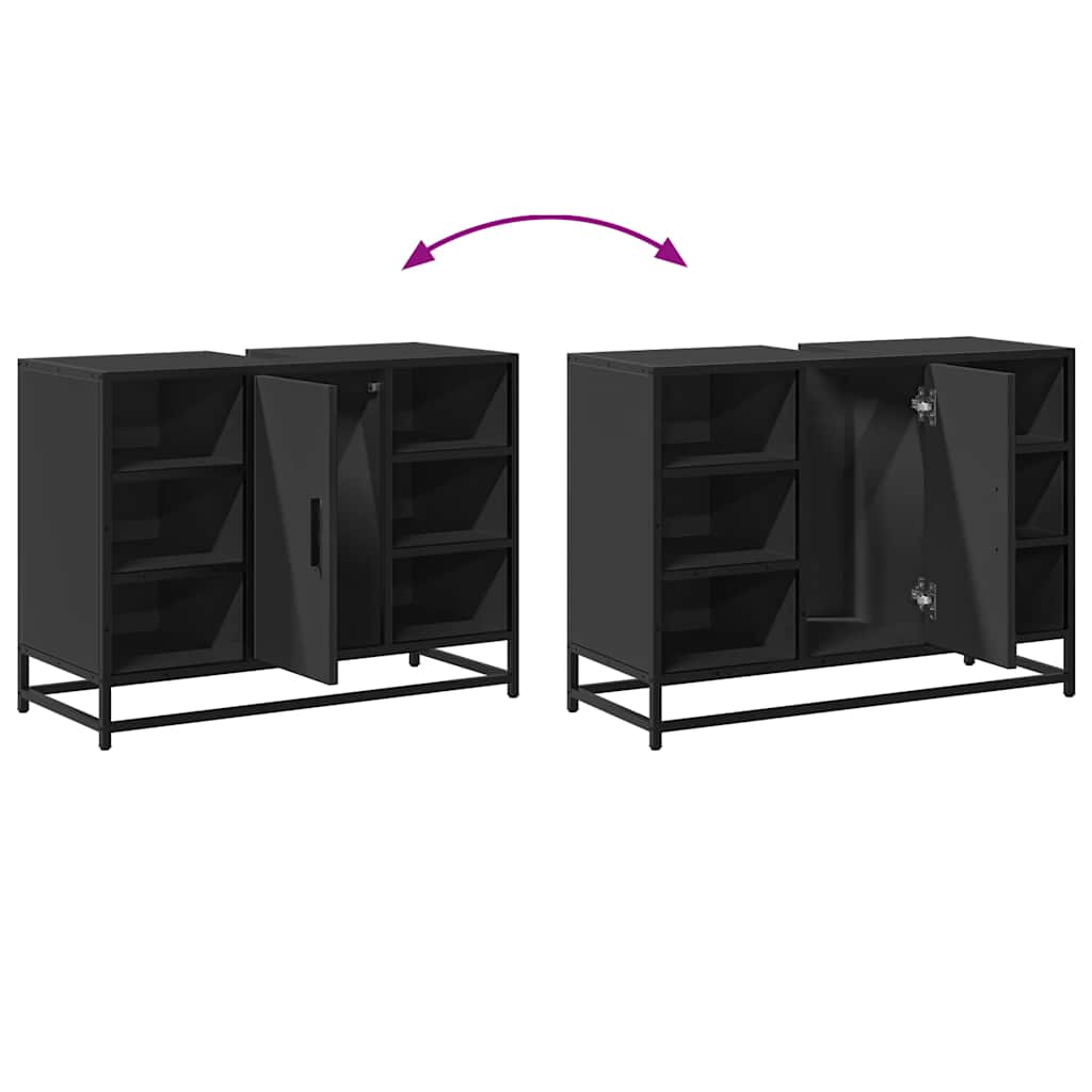 vidaXL Ντουλάπι Μπάνιου Νιπτήρα Μαύρο 80 x 33 x 60 εκ. Επεξ. Ξύλο