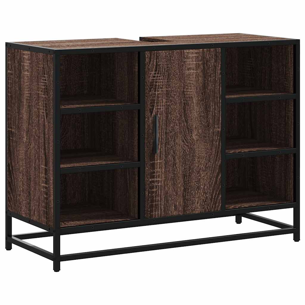 vidaXL Ντουλάπι Μπάνιου Νιπτήρα Καφέ Δρυς 80 x 33 x 60 εκ. Επεξ. Ξύλο