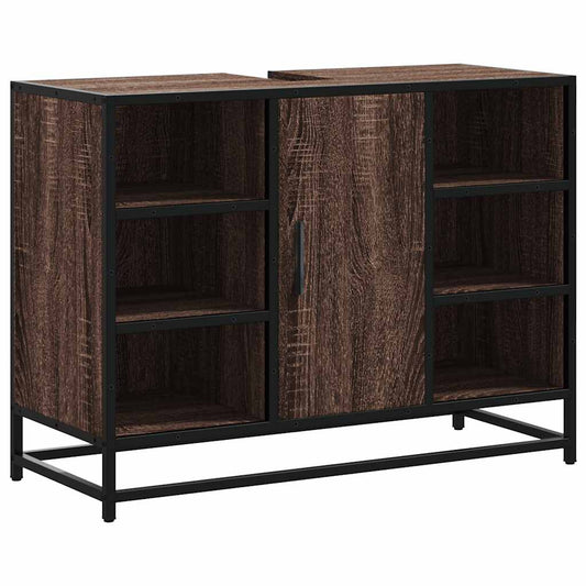 vidaXL Ντουλάπι Μπάνιου Νιπτήρα Καφέ Δρυς 80 x 33 x 60 εκ. Επεξ. Ξύλο