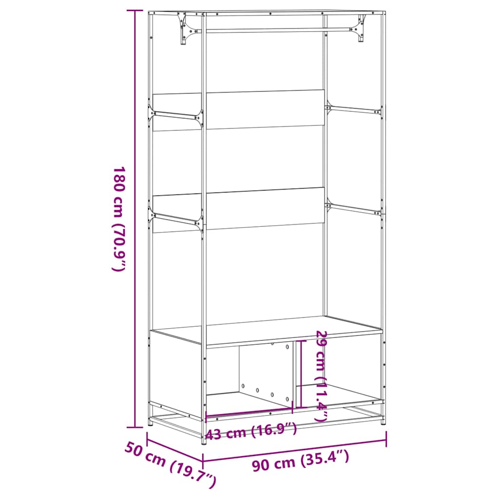 vidaXL Ντουλάπα Καπνιστή Δρυς 90x50x180 εκ. από Επεξεργασμένο Ξύλο