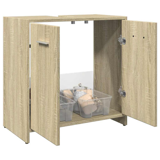 vidaXL Ντουλάπι Νιπτήρα Μπάνιου Sonoma Δρυς 60x33x60 εκ. Επεξ. Ξύλο