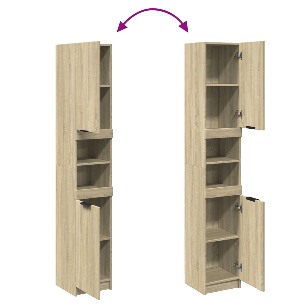 vidaXL Ντουλάπι Μπάνιου Sonoma Δρυς 32x34x188,5 εκ. Επεξεργ. Ξύλο