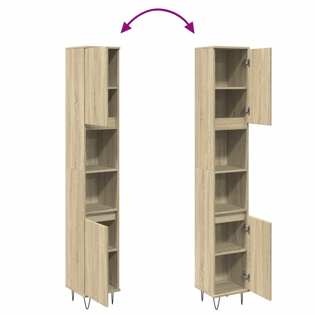 vidaXL Ντουλάπι Μπάνιου Sonoma Δρυς 30x30x190 εκ. Επεξεργασμένο Ξύλο