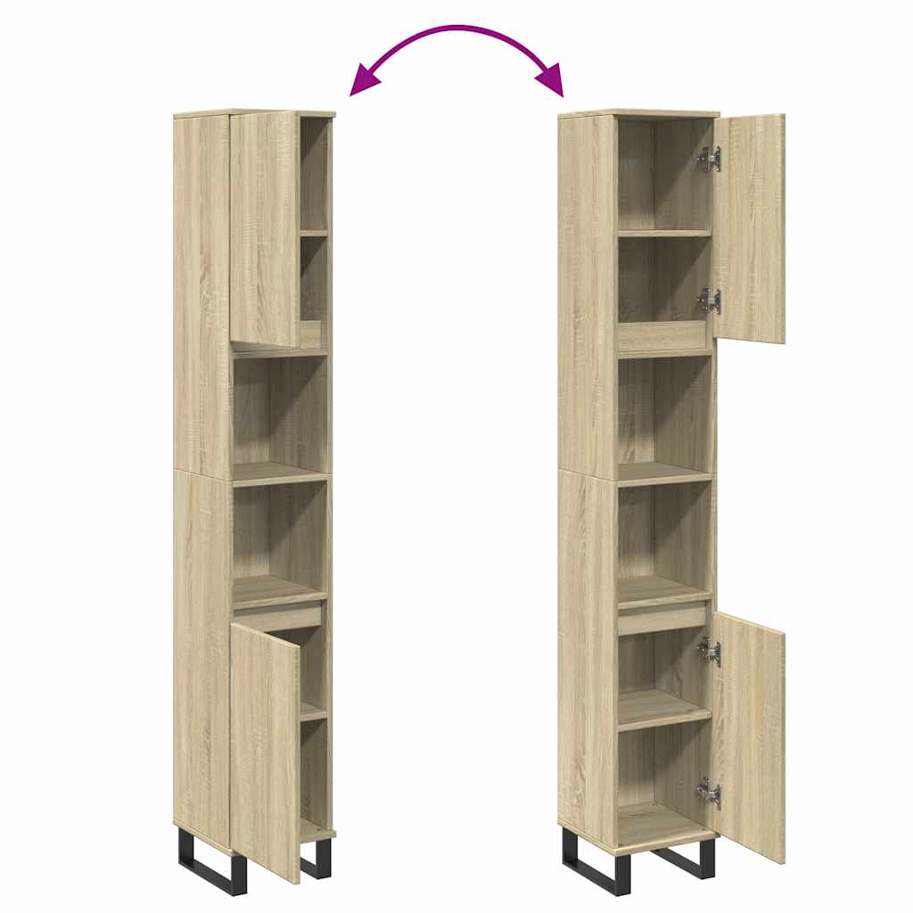 vidaXL Ντουλάπι Μπάνιου Sonoma Δρυς 30x30x190 εκ. Επεξεργασμένο Ξύλο