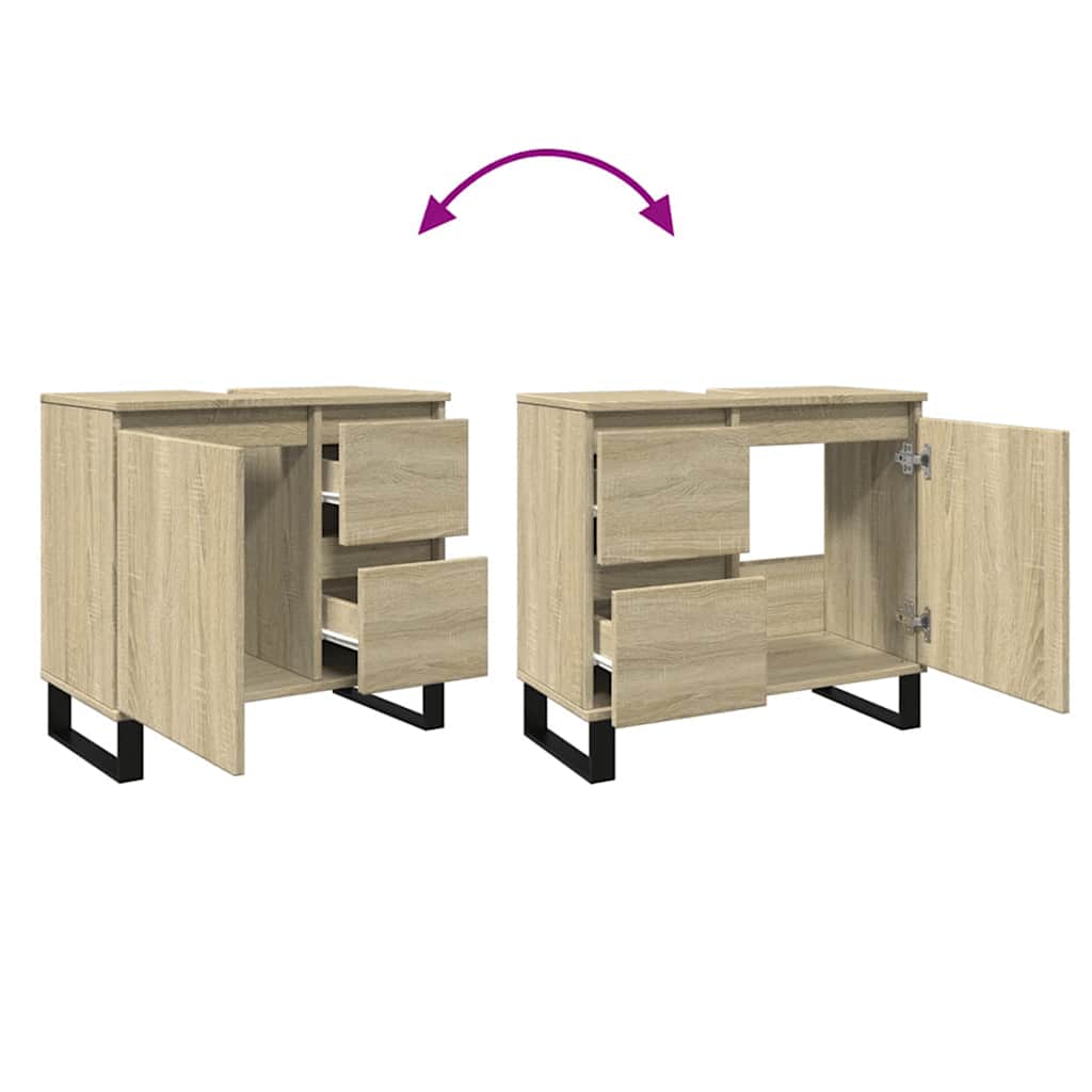 vidaXL Ντουλάπι Μπάνιου Sonoma Δρυς 65x33x60 εκ. Επεξεργασμένο Ξύλο