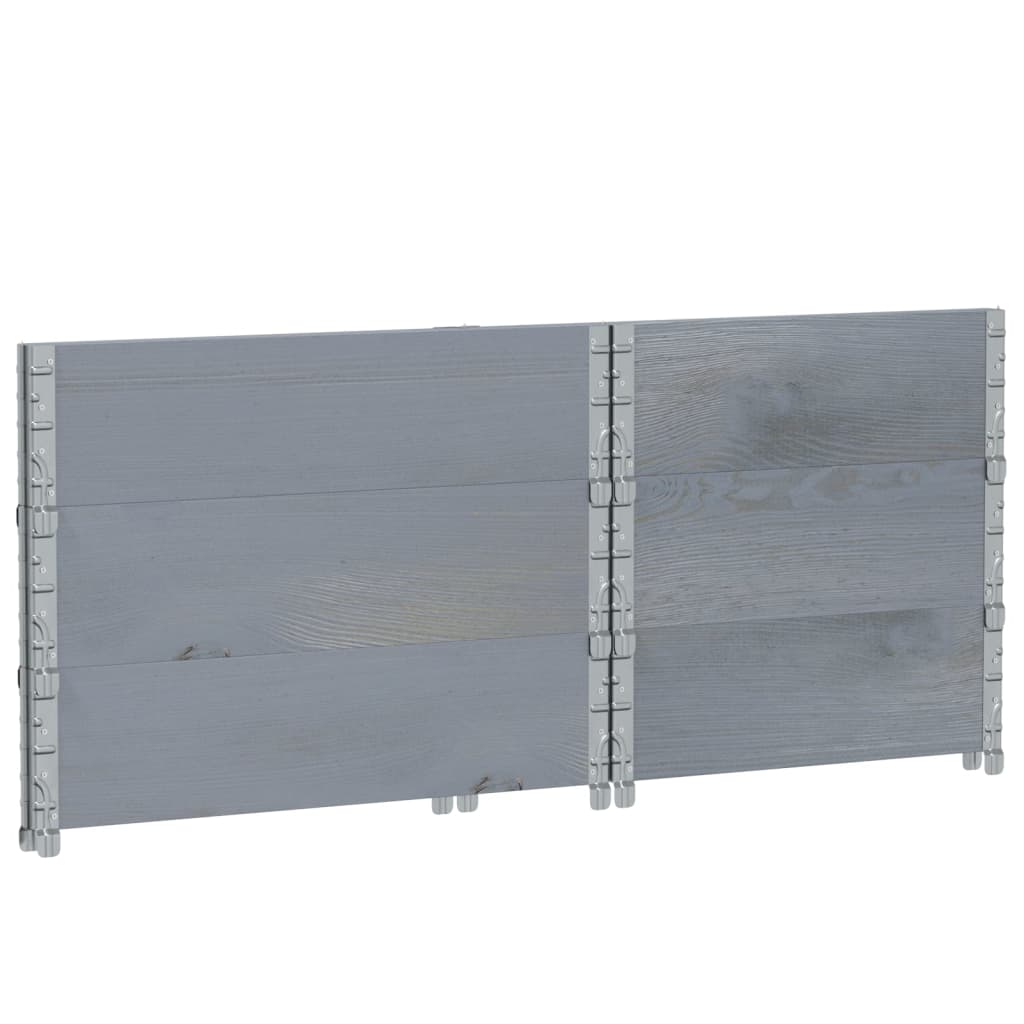 vidaXL Κολάρα Παλέτας 3 τεμ. Γκρι 80 x 60 εκ. από Μασίφ Ξύλο Πεύκου