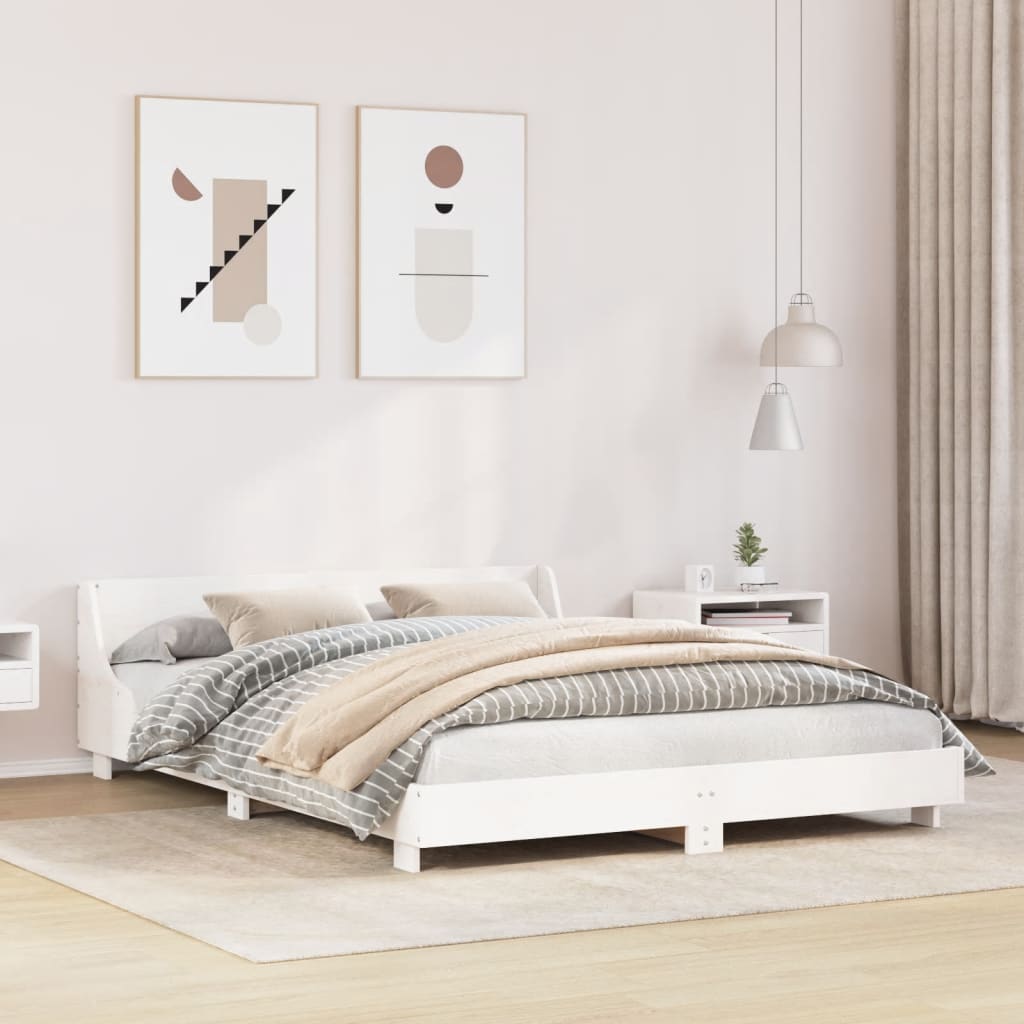 vidaXL Σκελετός Κρεβ. Χωρίς Στρώμα Λευκό 160x200 εκ Μασίφ Πεύκο