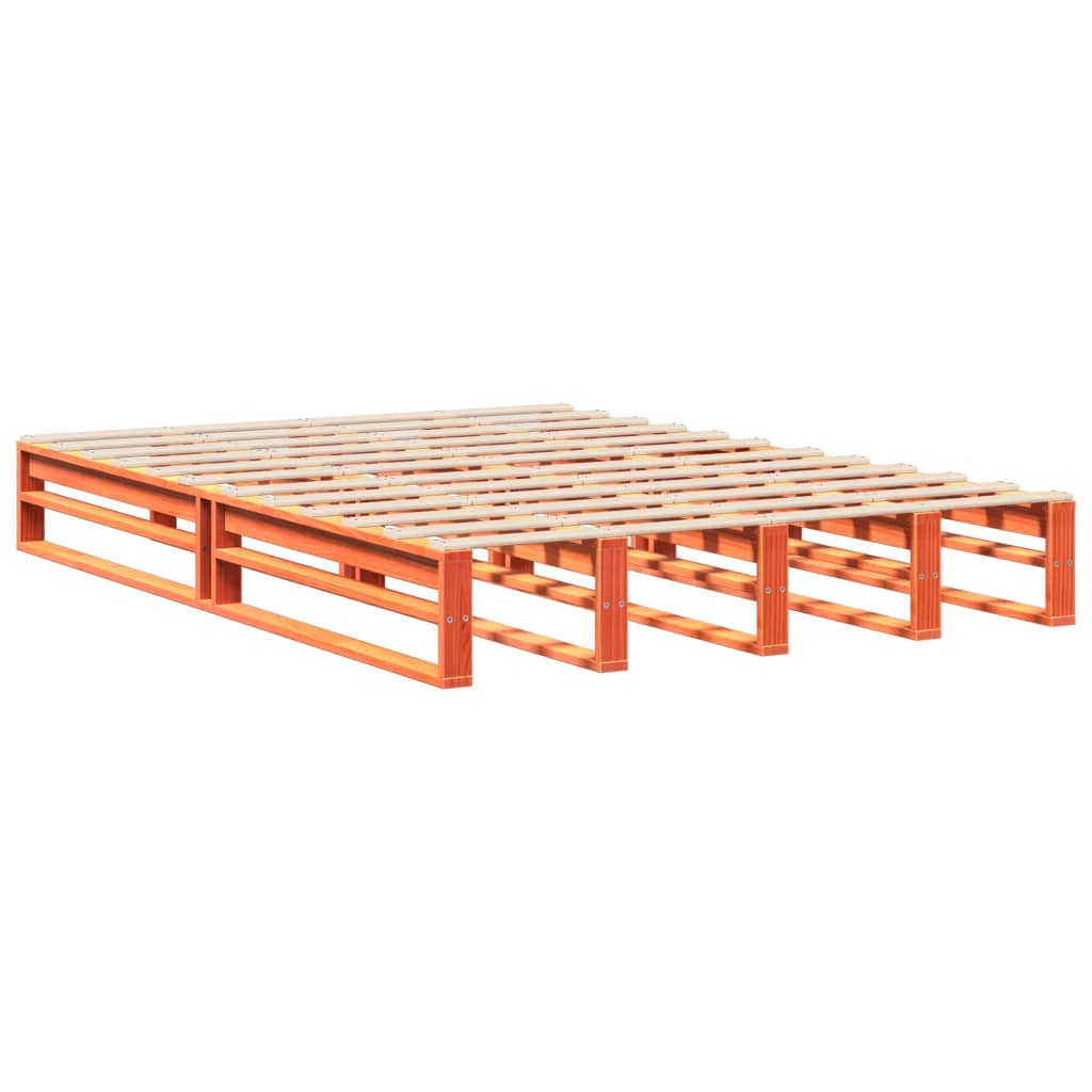 vidaXL Σκελετός Κρεβατιού Χωρίς Στρώμα Καφέ 140x200 Μασίφ Ξύλο Πεύκου