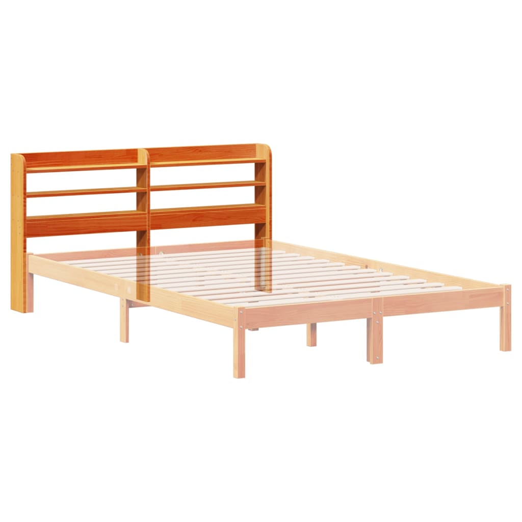 vidaXL Κεφαλάρι με Ράφια Καφέ Κεριού 150 εκ. από Μασίφ Ξύλο Πεύκου