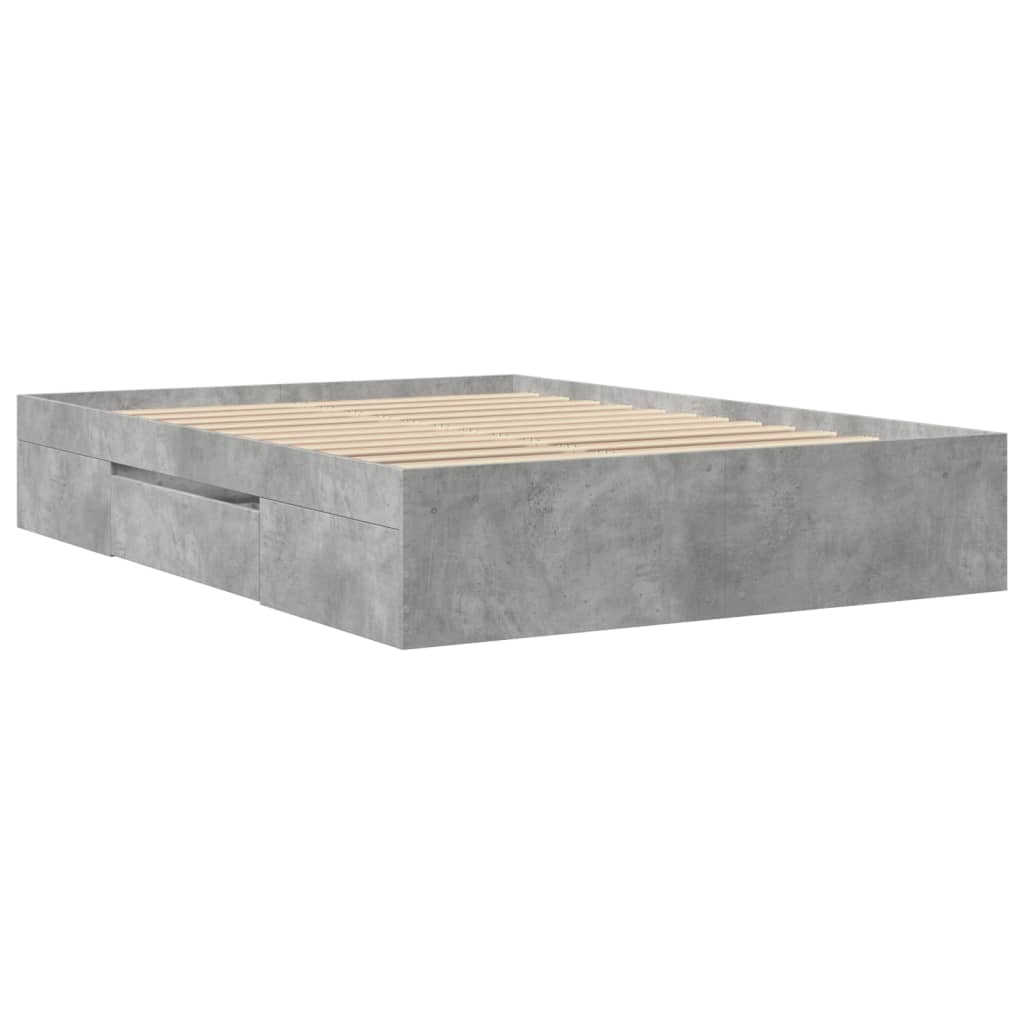 vidaXL Πλαίσιο Κρεβατιού Γκρι Σκυροδέματος 140x200 εκ. Επεξεργ. Ξύλο