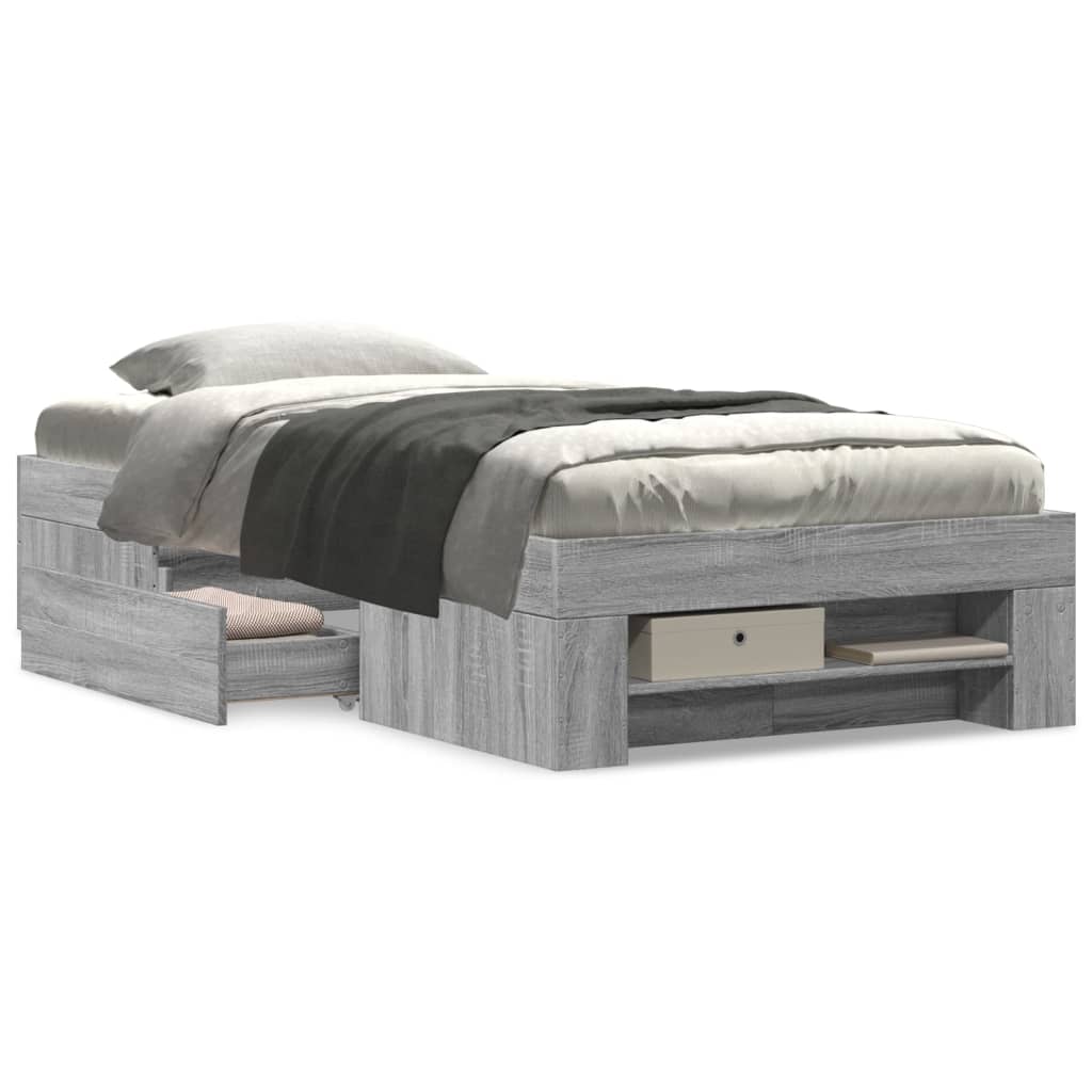 vidaXL Πλαίσιο Κρεβατιού Γκρι Sonoma 90x200 εκ. Επεξεργασμένο Ξύλο