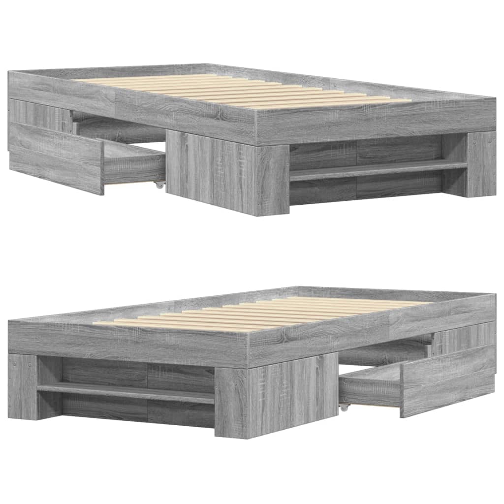 vidaXL Πλαίσιο Κρεβατιού Γκρι Sonoma 90x200 εκ. Επεξεργασμένο Ξύλο