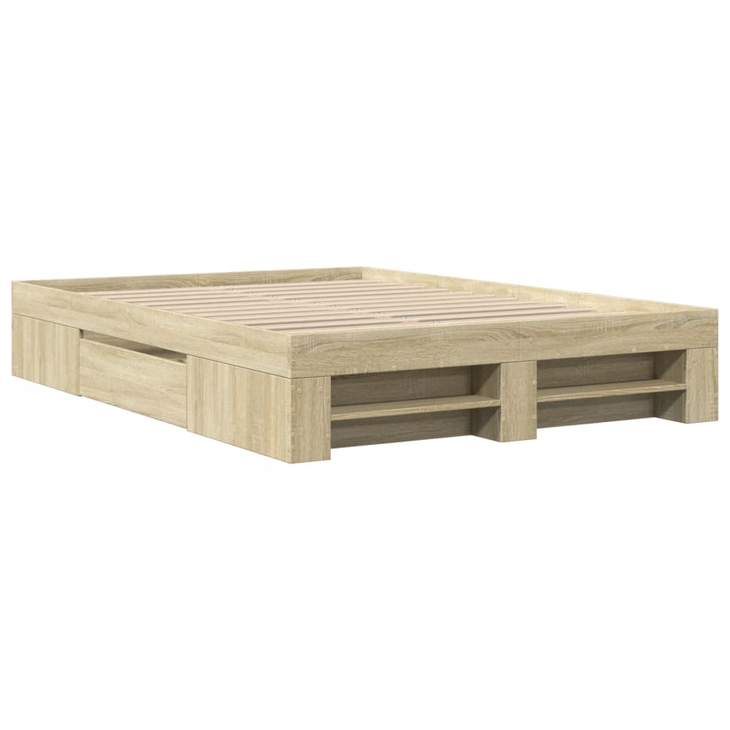 vidaXL Πλαίσιο Κρεβατιού Χωρ. Στρώμα Sonoma Δρυς 140x190εκ. Επ. Ξύλο