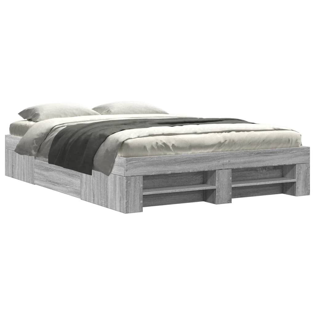 vidaXL Πλαίσιο Κρεβατιού Γκρι Sonoma 135x190 εκ. Επεξεργασμένο Ξύλο