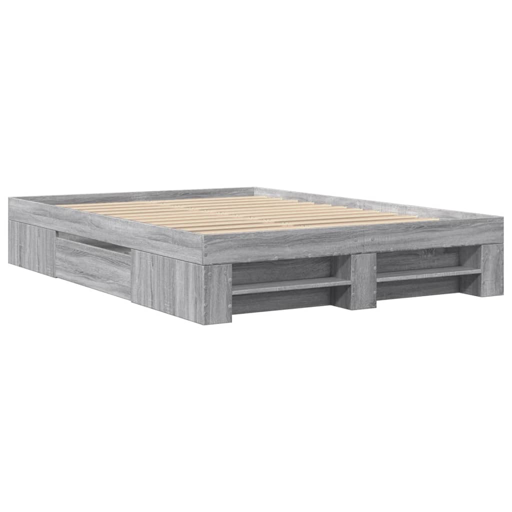 vidaXL Πλαίσιο Κρεβατιού Γκρι Sonoma 135x190 εκ. Επεξεργασμένο Ξύλο