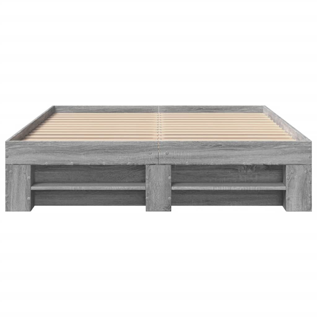 vidaXL Πλαίσιο Κρεβατιού Γκρι Sonoma 135x190 εκ. Επεξεργασμένο Ξύλο