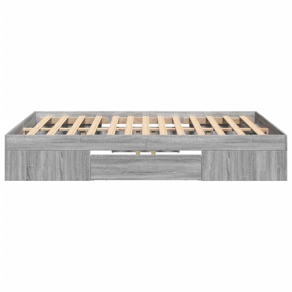 vidaXL Πλαίσιο Κρεβατιού Γκρι Sonoma 135x190 εκ. Επεξεργασμένο Ξύλο