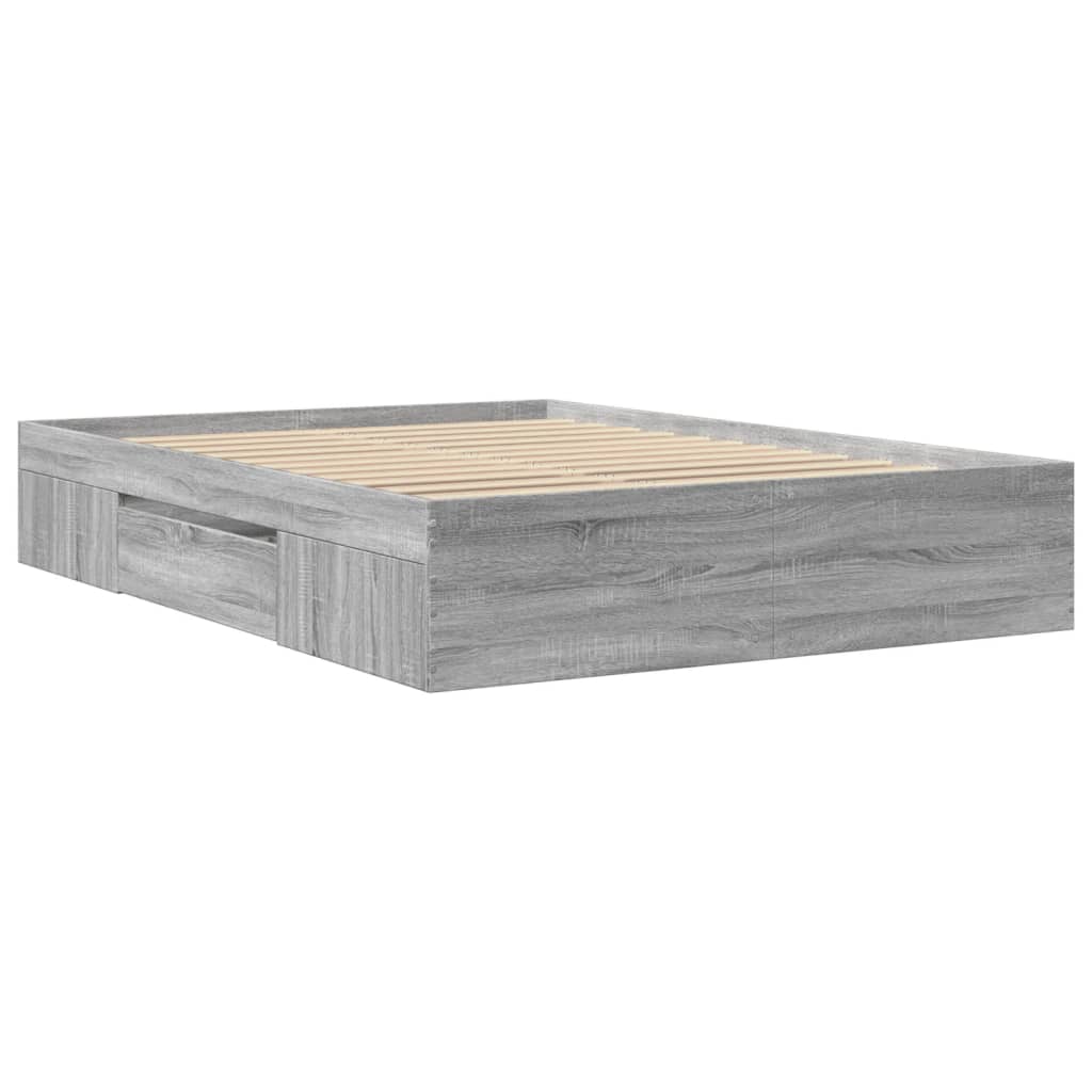 vidaXL Πλαίσιο Κρεβατιού Γκρι Sonoma 135x190 εκ. Επεξεργασμένο Ξύλο