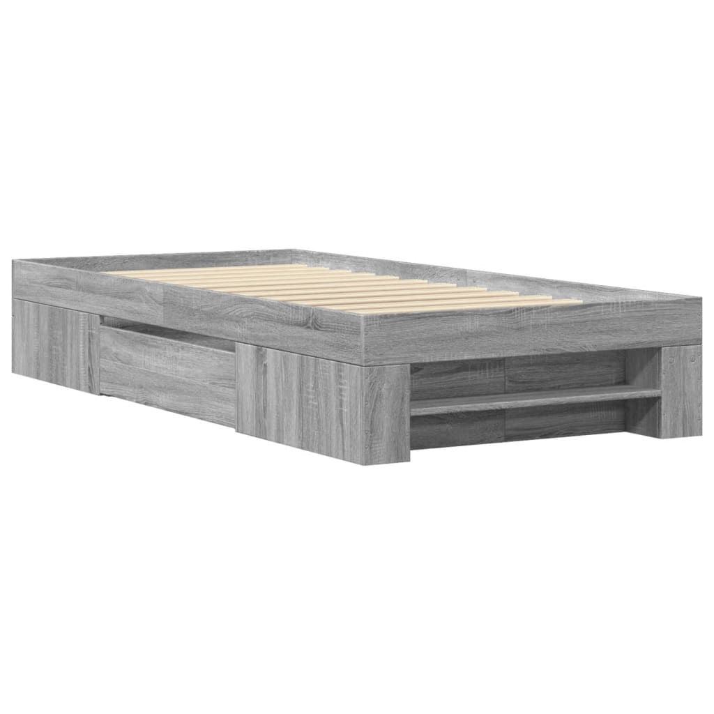 vidaXL Πλαίσιο Κρεβατιού Γκρι Sonoma 90 x 190 εκ. Επεξεργασμένο Ξύλο