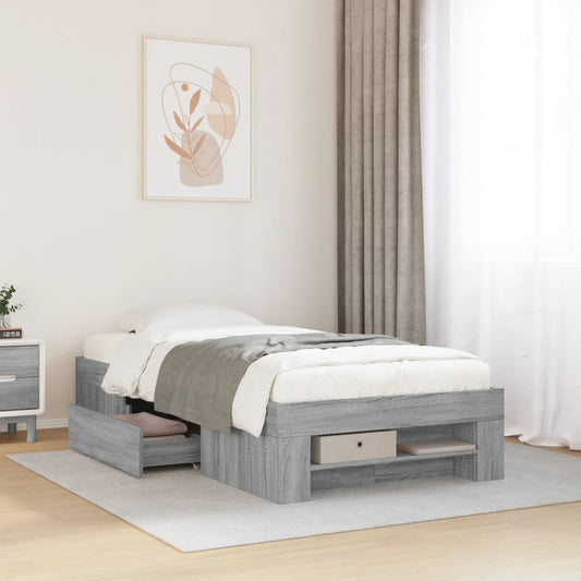vidaXL Πλαίσιο Κρεβατιού Γκρι Sonoma 90 x 190 εκ. Επεξεργασμένο Ξύλο