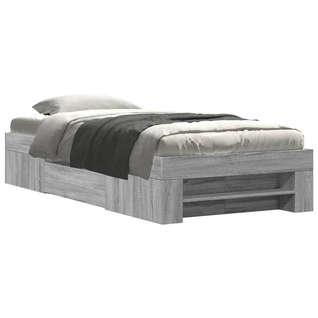 vidaXL Πλαίσιο Κρεβατιού Γκρι Sonoma 75x190 εκ. Επεξεργασμένο Ξύλο