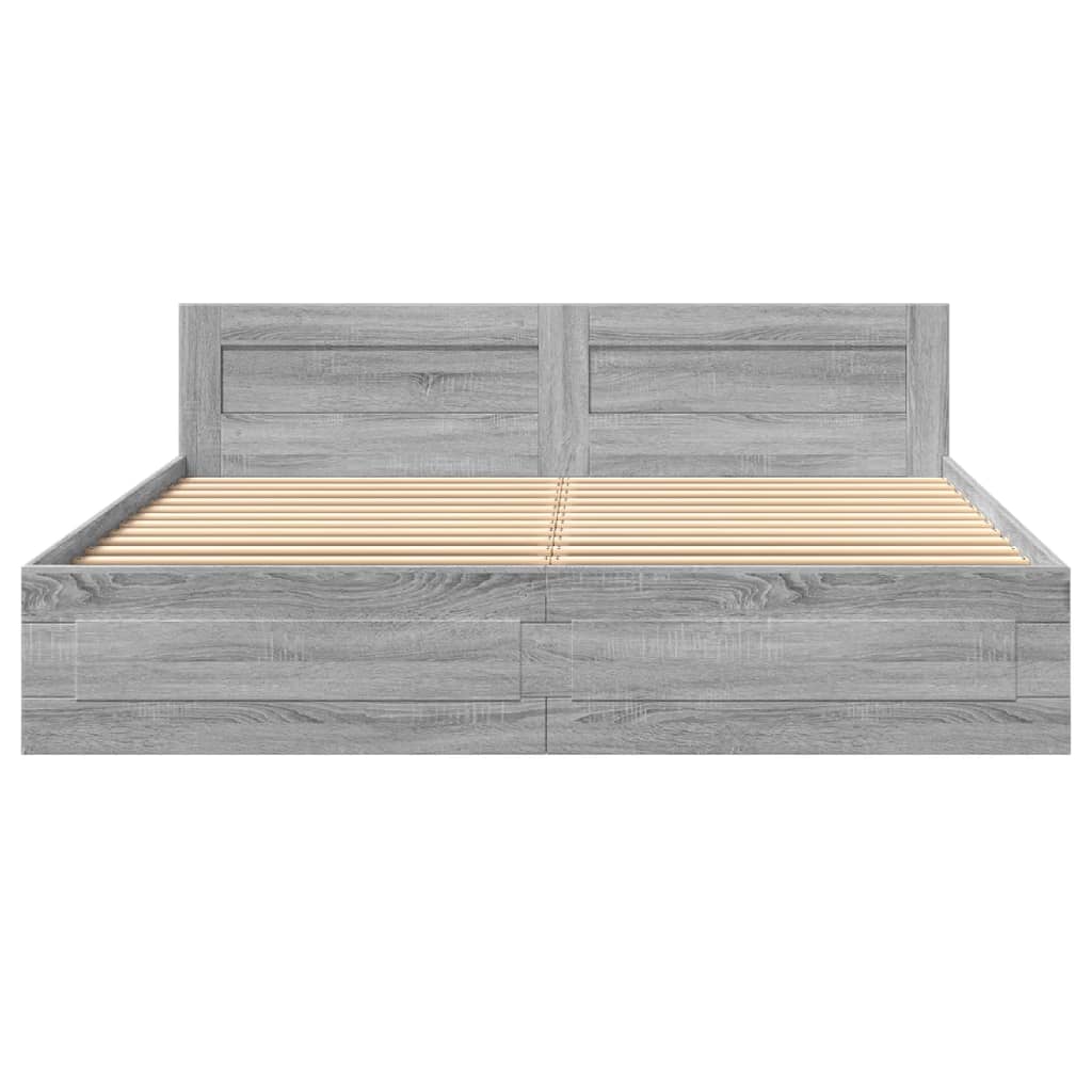 vidaXL Πλαίσιο Κρεβατιού με Κεφαλάρι Γκρι Sonoma 200x200εκ. Επεξ. Ξύλο