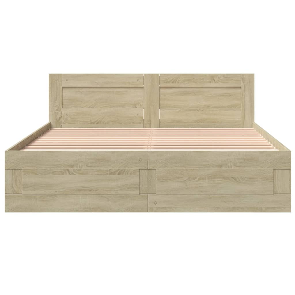 vidaXL Πλαίσιο Κρεβατιού με Κεφαλάρι Sonoma Δρυς 150x200εκ. Επεξ. Ξύλο