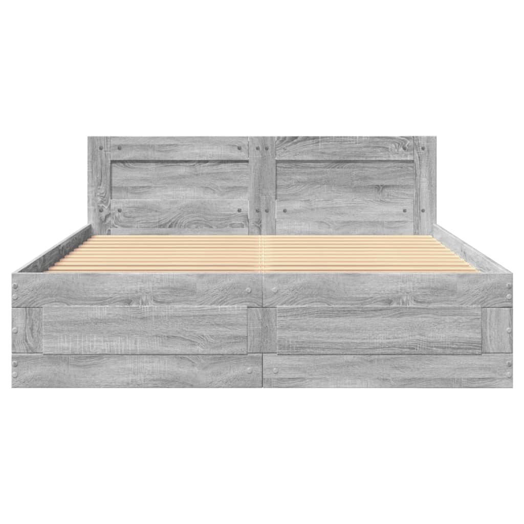 vidaXL Πλαίσιο Κρεβατιού με Κεφαλάρι Γκρι Sonoma 140x200εκ. Επεξ. Ξύλο