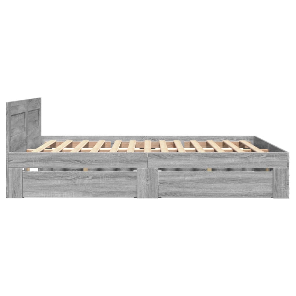 vidaXL Πλαίσιο Κρεβατιού με Κεφαλάρι Γκρι Sonoma 140x200εκ. Επεξ. Ξύλο
