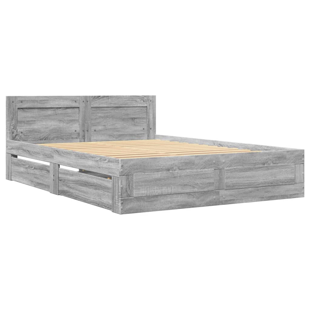vidaXL Πλαίσιο Κρεβατιού με Κεφαλάρι Γκρι Sonoma 120x200εκ. Επεξ. Ξύλο
