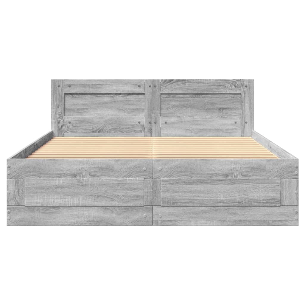 vidaXL Πλαίσιο Κρεβατιού με Κεφαλάρι Γκρι Sonoma 120x200εκ. Επεξ. Ξύλο